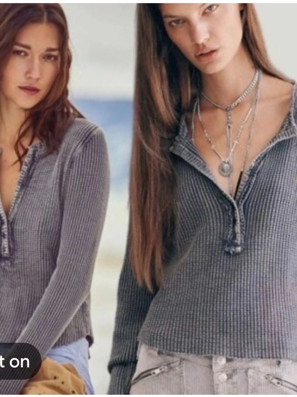 Free People NWT Colt Long Sleeve Raw Cuffs Waffle Knit Henley